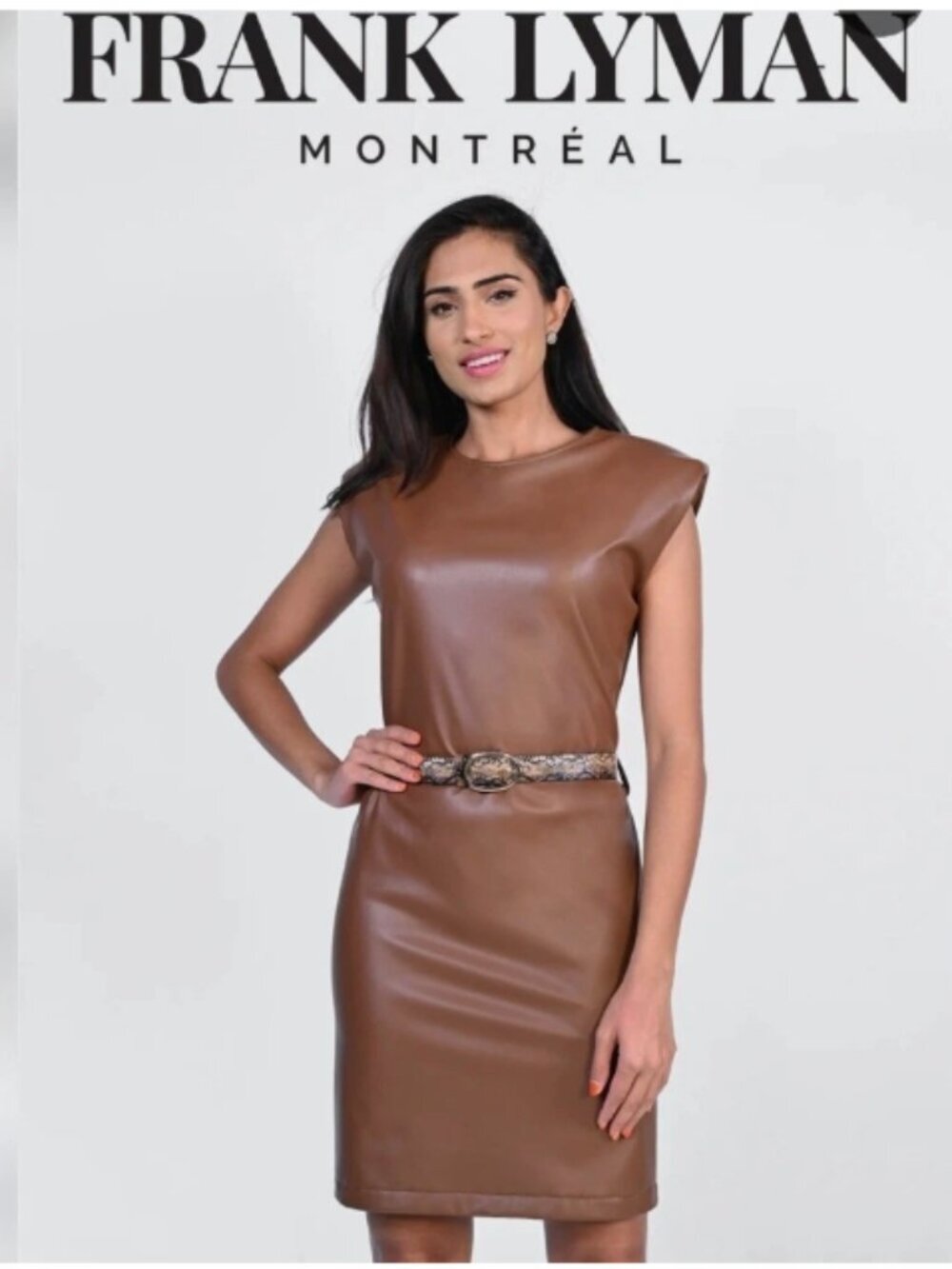 Frank Lyman Sleeveless Faux Leather Sheath Dress Size 10 New